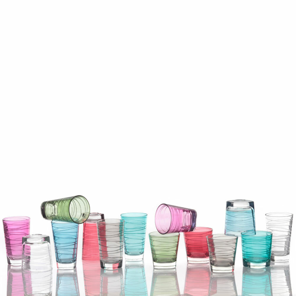 Leonardo Vario Struttura drinking glass large set of 6, water glass, juice glass, glass, red, 200 ml, 18233