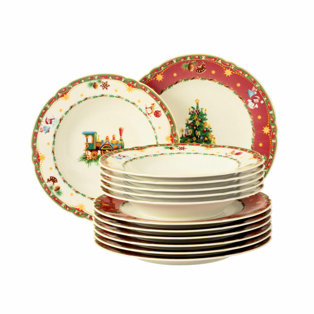 Seltmann Weiden Marieluise Tafelservice, 12-tlg.,Tafel Service, Geschirrset, Geschirr, Essservice, Porzellan, Weihnachtsnostalgie, 001.756797