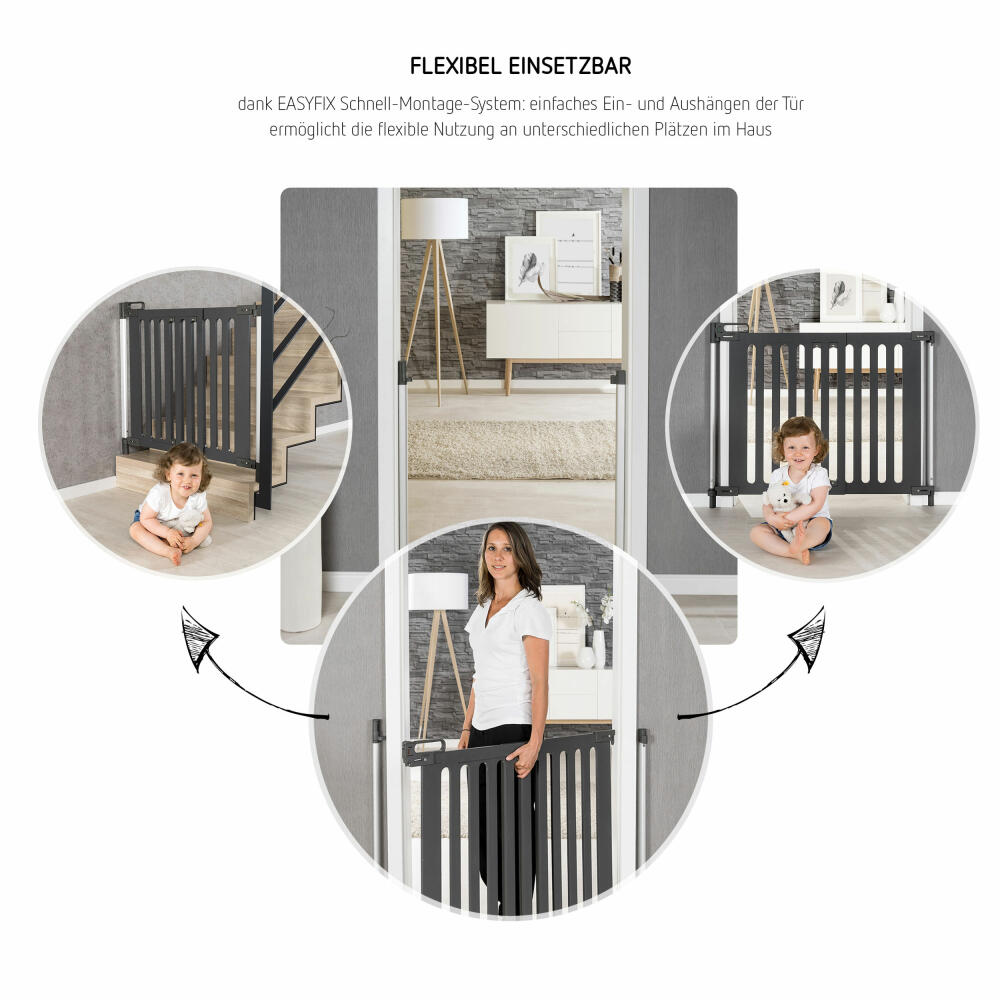 reer Trend DesignLine Tür-/Treppenwächter, Türgitter, Treppengitter, Treppenschutzgitter, Schutzgitter, Zum Schrauben, Holz, Breite 76 - 106 cm, 46011