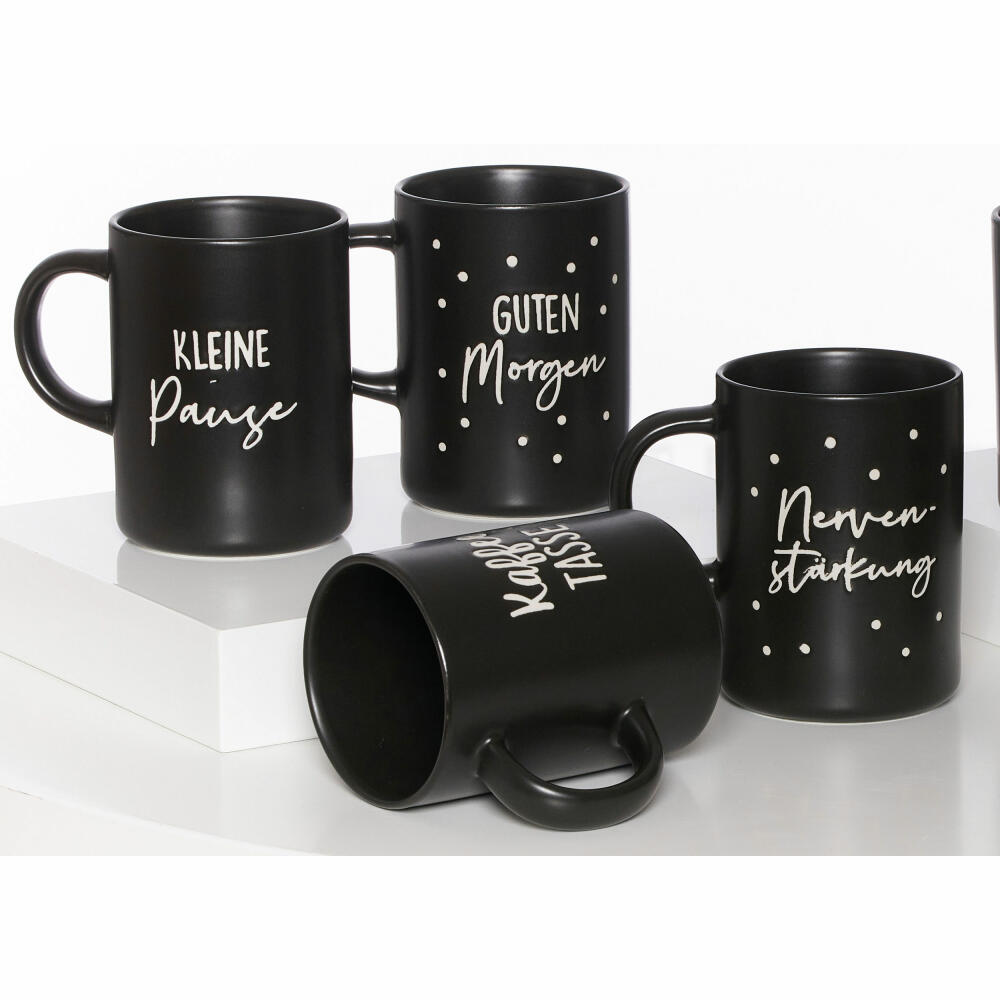 Ritzenhoff & Breker Kaffeebecher-Set Svart, 4-tlg., Kaffee Becher, Tasse, Porzellan, Schwarz, 390 ml, 318418