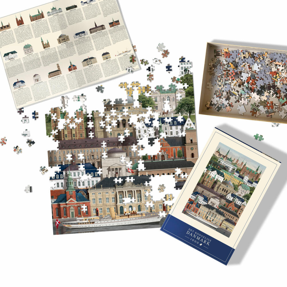 Martin Schwartz Puzzle Das Königliche Dänemark, Städtepuzzle Dänemark, 50 x 70 cm, 1000 Teile, MS0612