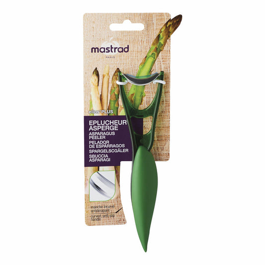 Mastrad asparagus peeler, asparagus cutter, kitchen peeler, peeler, stainless steel, TPR, plastic, green, F20708