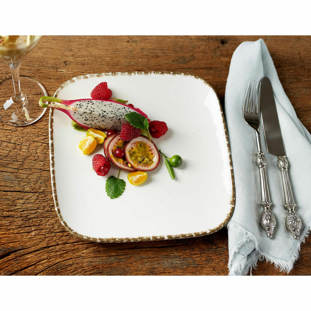 Ritzenhoff & Breker CASA brunch set 12 pcs., tableware set, service, square / round, porcelain, cream, 201963