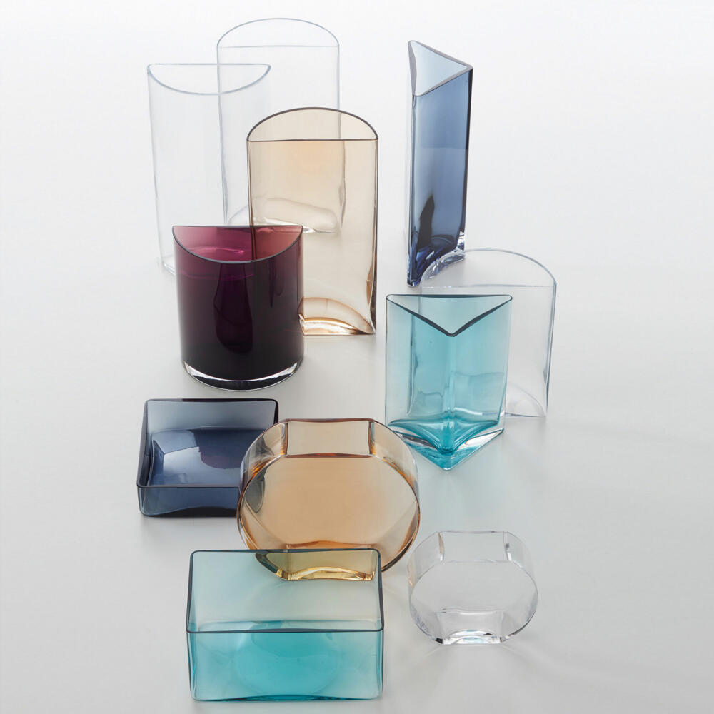 Leonardo Centro Vase Scheibe, 2er Set, Blumenvase, Glasvase, Tischvase, Dekovase, Blumentopf, Glas, Zimt / Braun, 23 cm, 046950