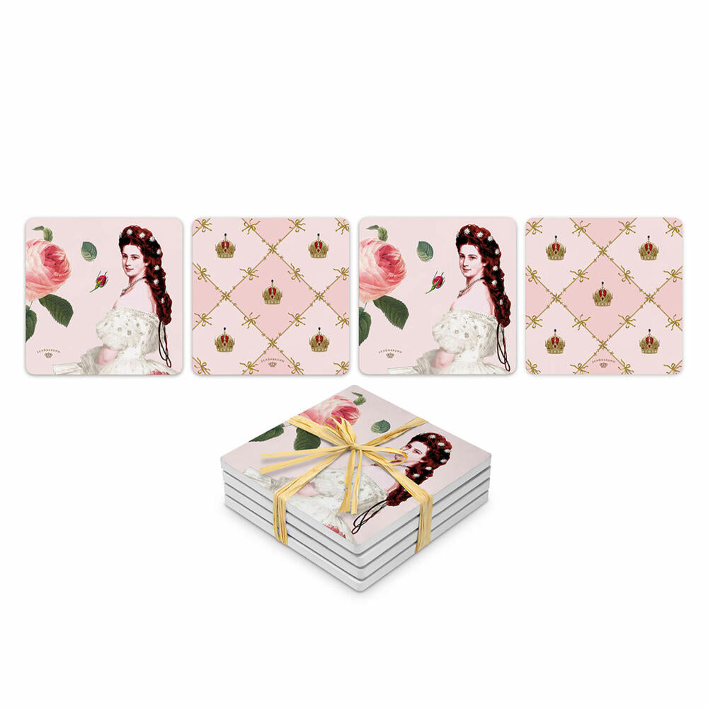 PPD Sisi and Vienna Design Coaster, 4-piece, coaster, glass coaster, Dolomite, 186502344