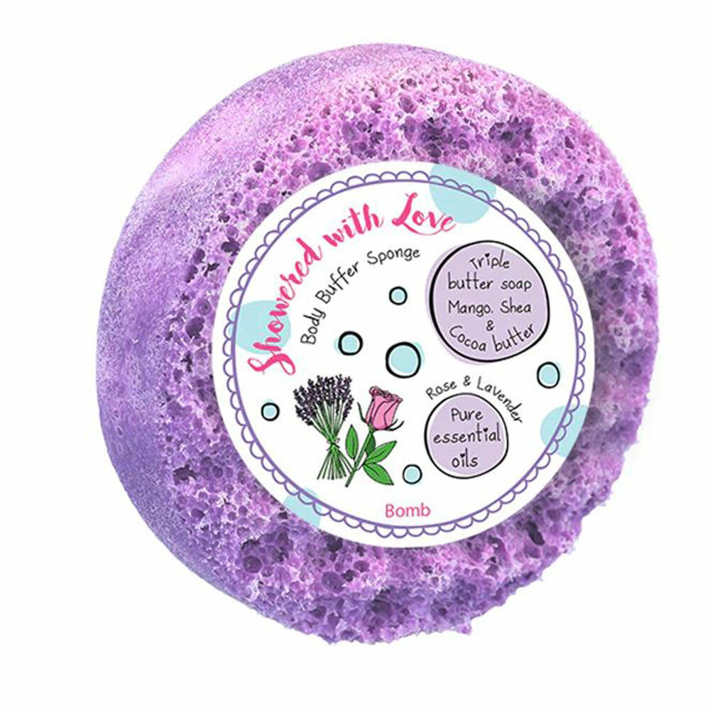 Bomb Cosmetics Body Buffer Duschschwamm Showered with Love, Seifenschwamm, Lila, PSHOLOV04
