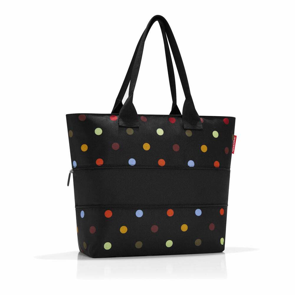 reisenthel shopper e1, einkaufstasche mit reißverschluss, tasche vergrößerbar, dots / schwarz mit bunten punkten, RJ7009