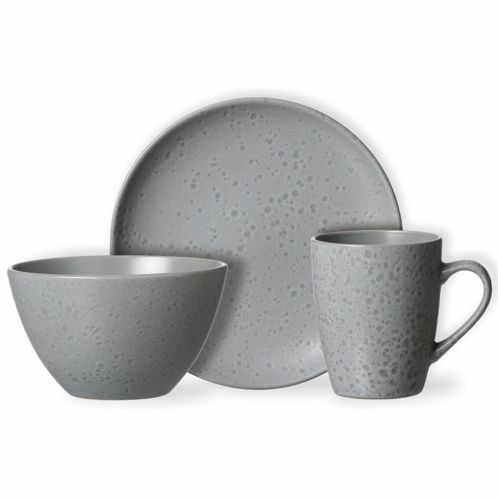Ritzenhoff & Breker breakfast service Kitwe, 12-piece, service, tableware set, stoneware, grey, 271645