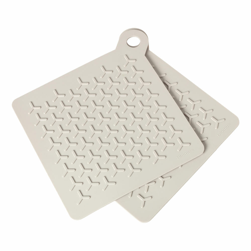 Blomus FLIP Set of 2 pot holders, kitchen cloths, rags, silicone, moonbeam, 19 x 19 cm, 63808