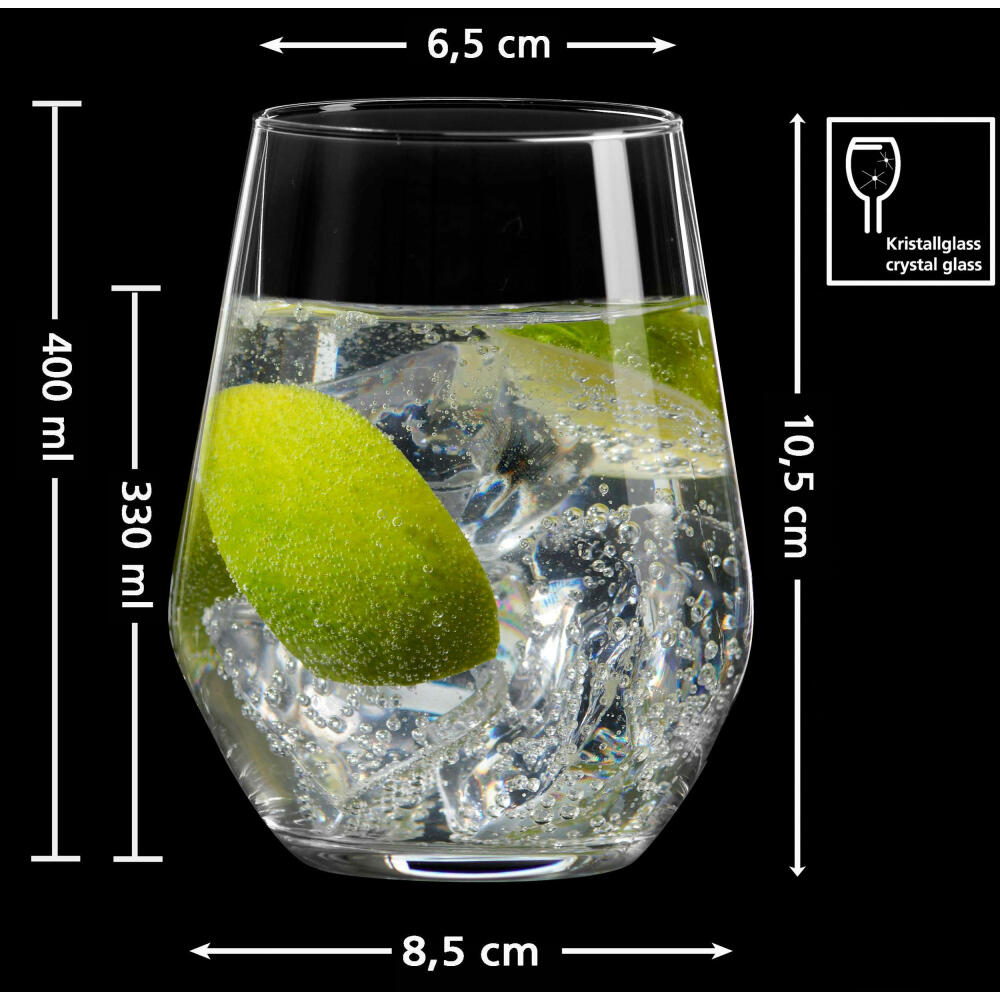 Ritzenhoff & Breker long drink glass Mambo set of 4, crystal glass, clear, 400 ml, 813258