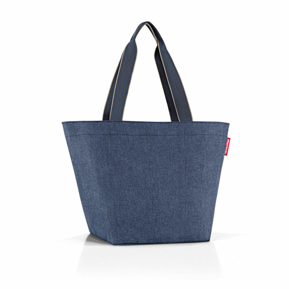 reisenthel shopper M, shopping bag, carrying bag, Herringbone Dark Blue, 15 L, ZS4113