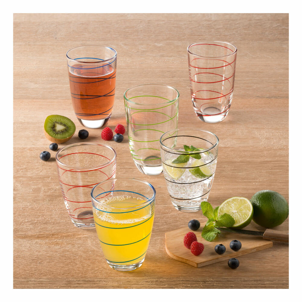 montana: :jolly Trinkglas, 6er Set, Wasserglas, Saftglas, Longdrinkglas, Wasser Glas, Rot, 290 ml, 057347