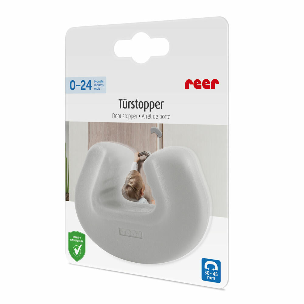 reer Türstopper, Klemmschutz, Kindersicherung, Kinder Sicherung, Tür, Grau, 70061