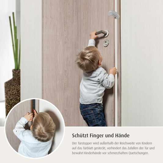 reer Türstopper, 3er Set, Finger-Klemm-Schutz, Türsicherung, Tür Stopper, Kindersicherung, Transparent, 70059