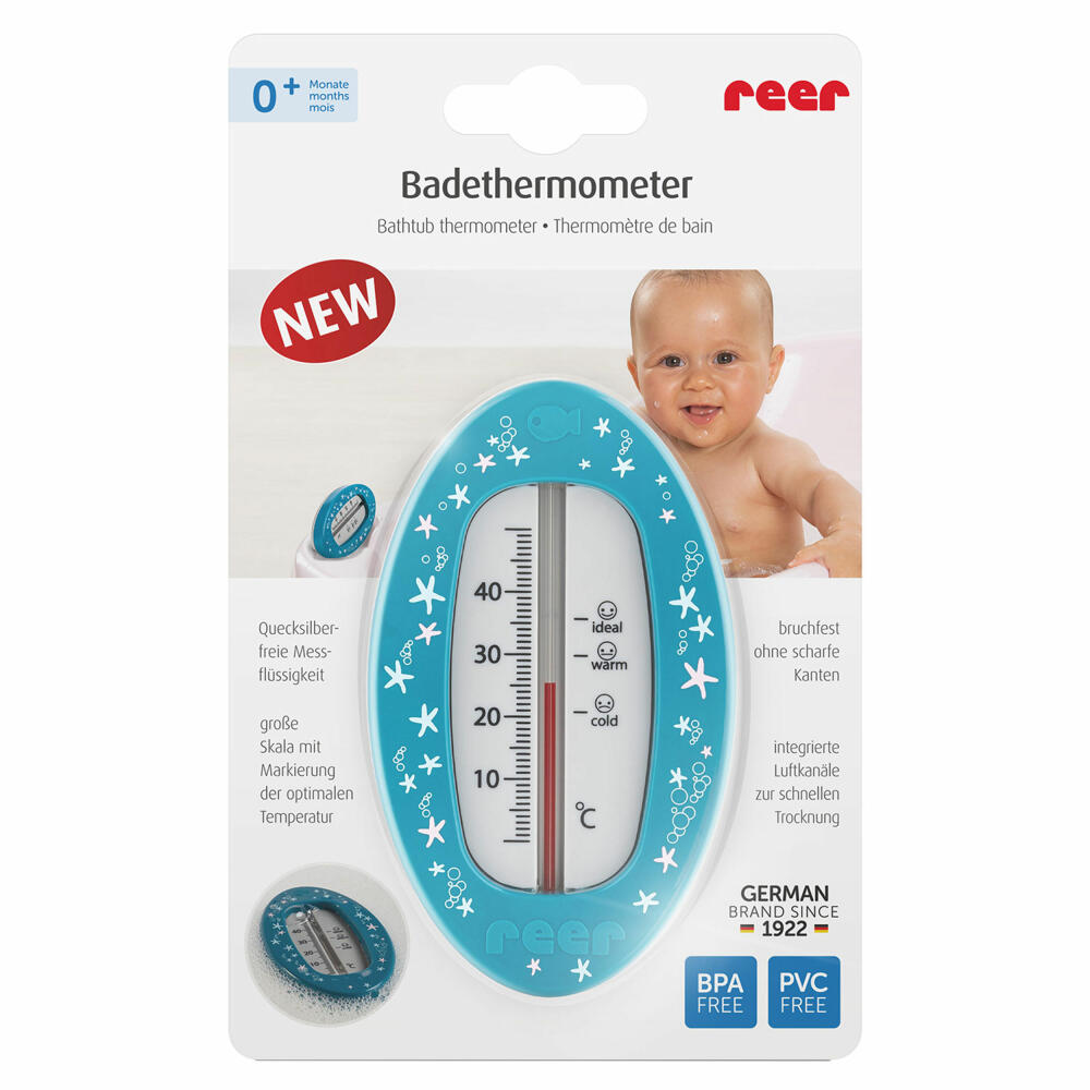 reer bath thermometer oval, bath thermometer, bath water temperature meter, blue, 24113