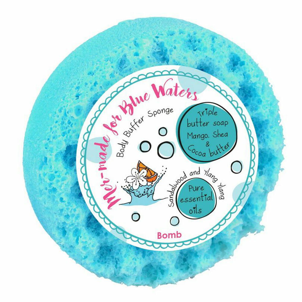 Bomb Cosmetics Body Buffer Duschschwamm Mer-made for Blue Water, Seifenschwamm, Hellblau, PMERWAT04