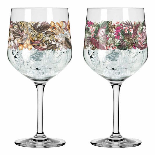 Ritzenhoff Gin-Kelch Schattenfauna 2er-Set 002, Gin-Becher, Maggie Enterrios, Kristallglas, 720 ml, 3691002