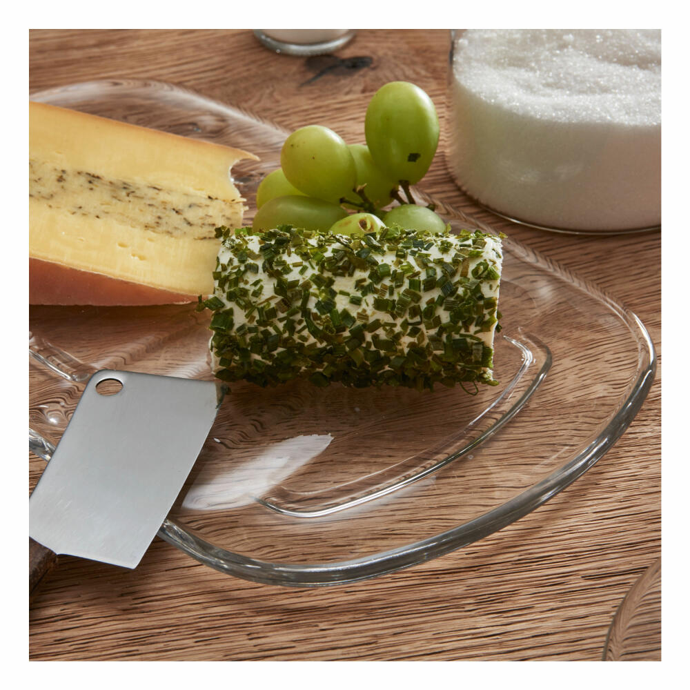 montana: :brunch Platte, 4er Set, Vorlegeplatte, Seriverplatte, Glasplatte, Eckig, Glas, 29 cm x 18 cm, 057215