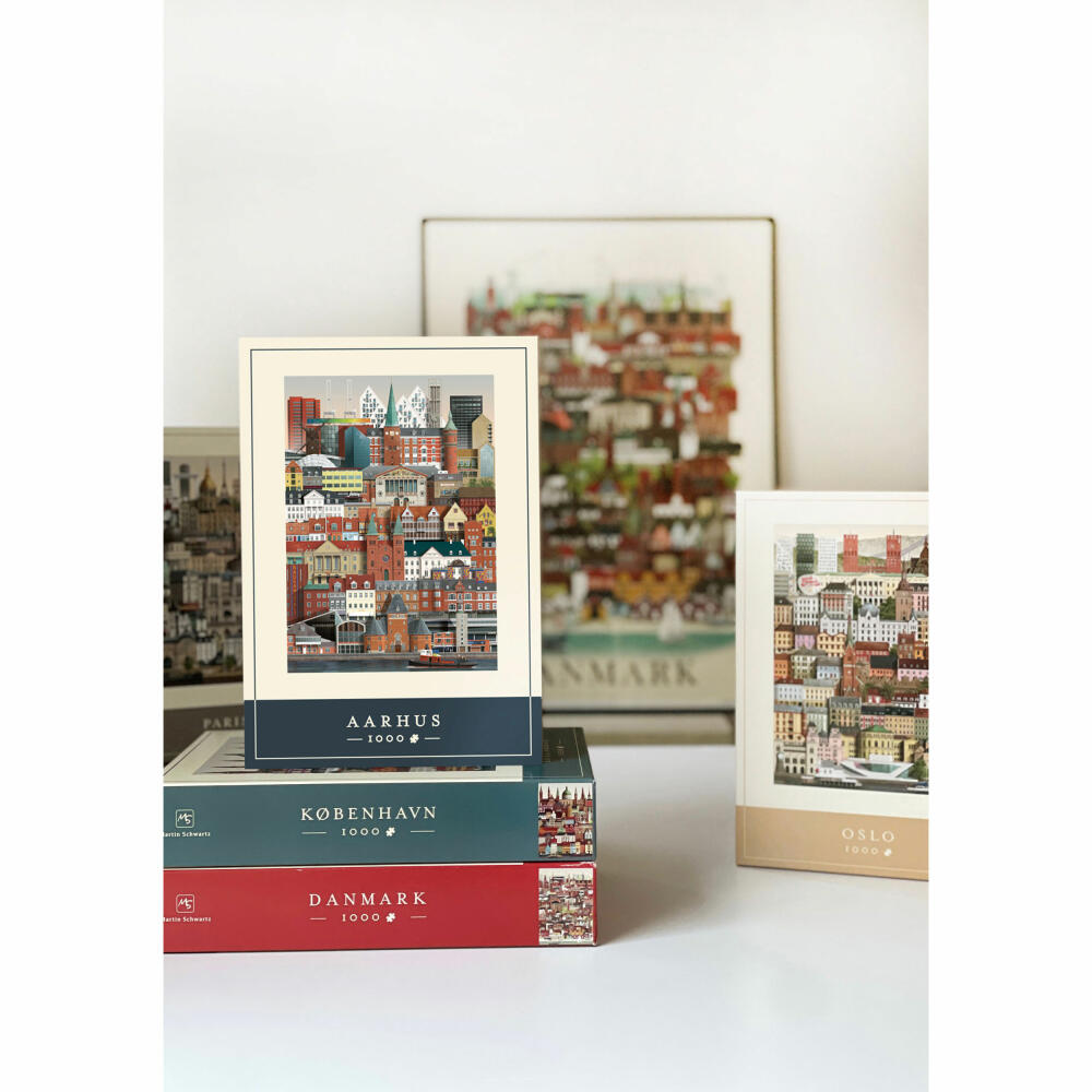 Martin Schwartz Puzzle Aarhus, Städtepuzzle Dänemark, 50 x 70 cm, 1000 Teile, MS0602
