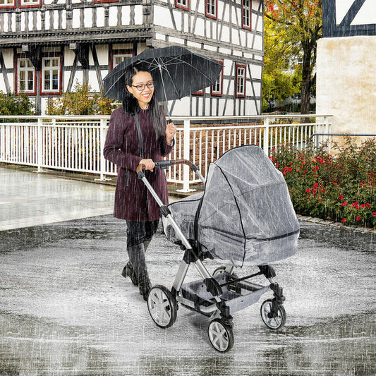 reer RainCover Classic+ Regenschutz für Kombi-Kinderwagen mit Reißverschluss, Regenverdeck, Regenhaube, 84069