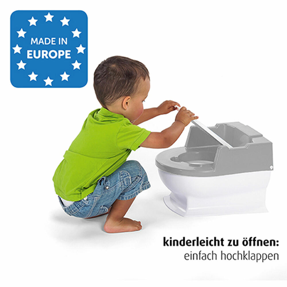 reer SitzFritz Mini-Toilette, Kinder-Toiletten, Töpfchen, Toilettentrainer, Kinder Toilette, Lerntöpfchen, Weiß / Grau, 44221