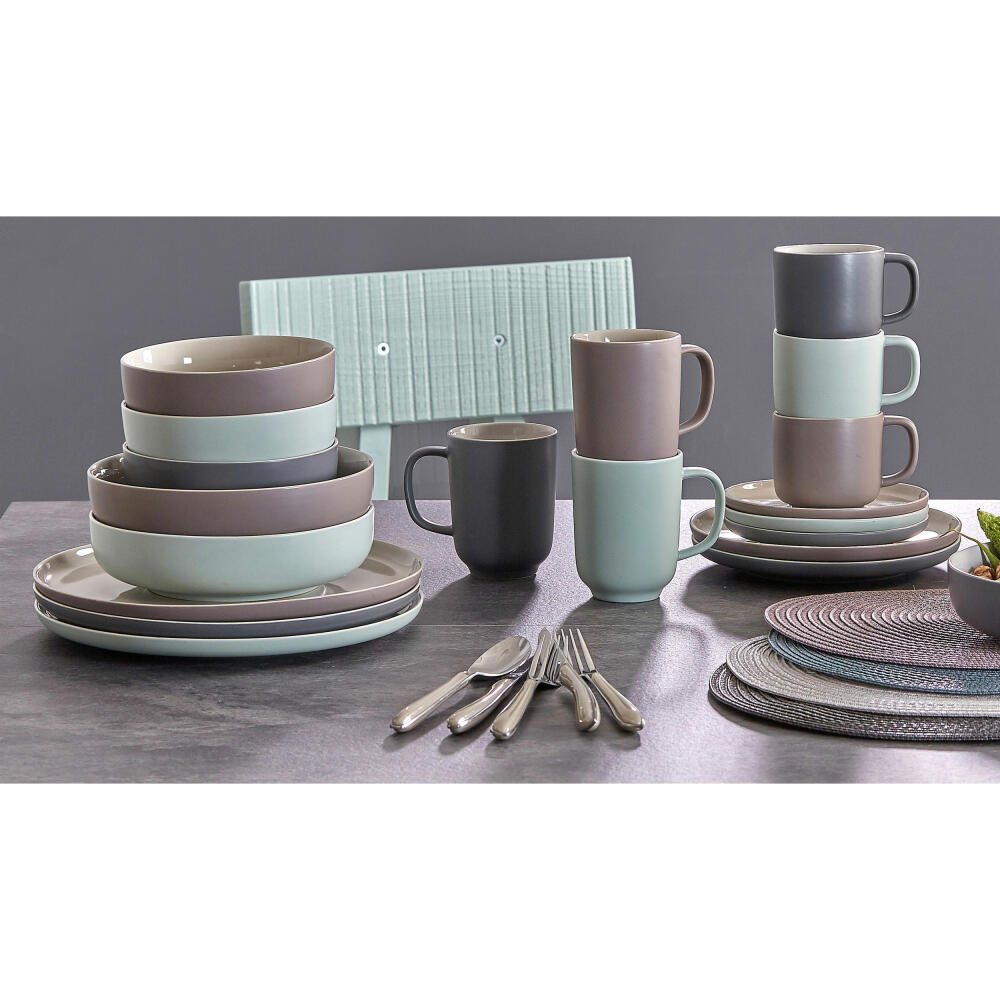 Ritzenhoff & Breker JASPER dinner service 8-piece, tableware set, service, round, stoneware, grey, 407655
