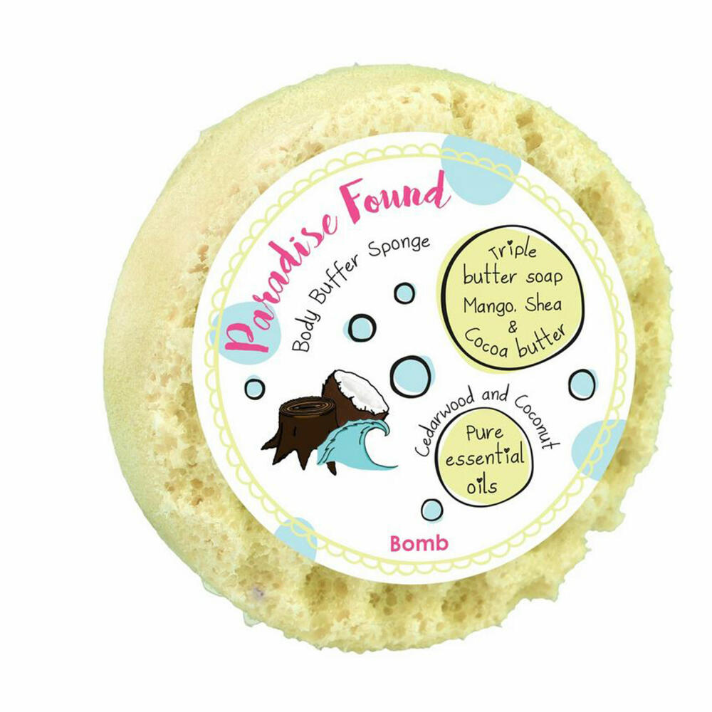 Bomb Cosmetics Body Buffer Duschschwamm Paradise Found, Seifenschwamm, Gelb, PPARFOU04