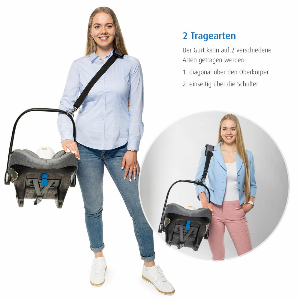 reer Clip&Go Carry Tragegurt für Babyschalen, Tragehilfe, Transporthilfe, Transportgurt, Gurt Babyschale, Universell, 85021