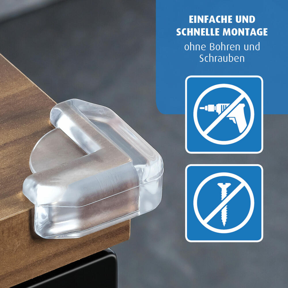 reer Eckenschutz Universal, 4er Set, Ecken Schutz, Stoßschutz, Kinder Sicherung, Transparent, 4904