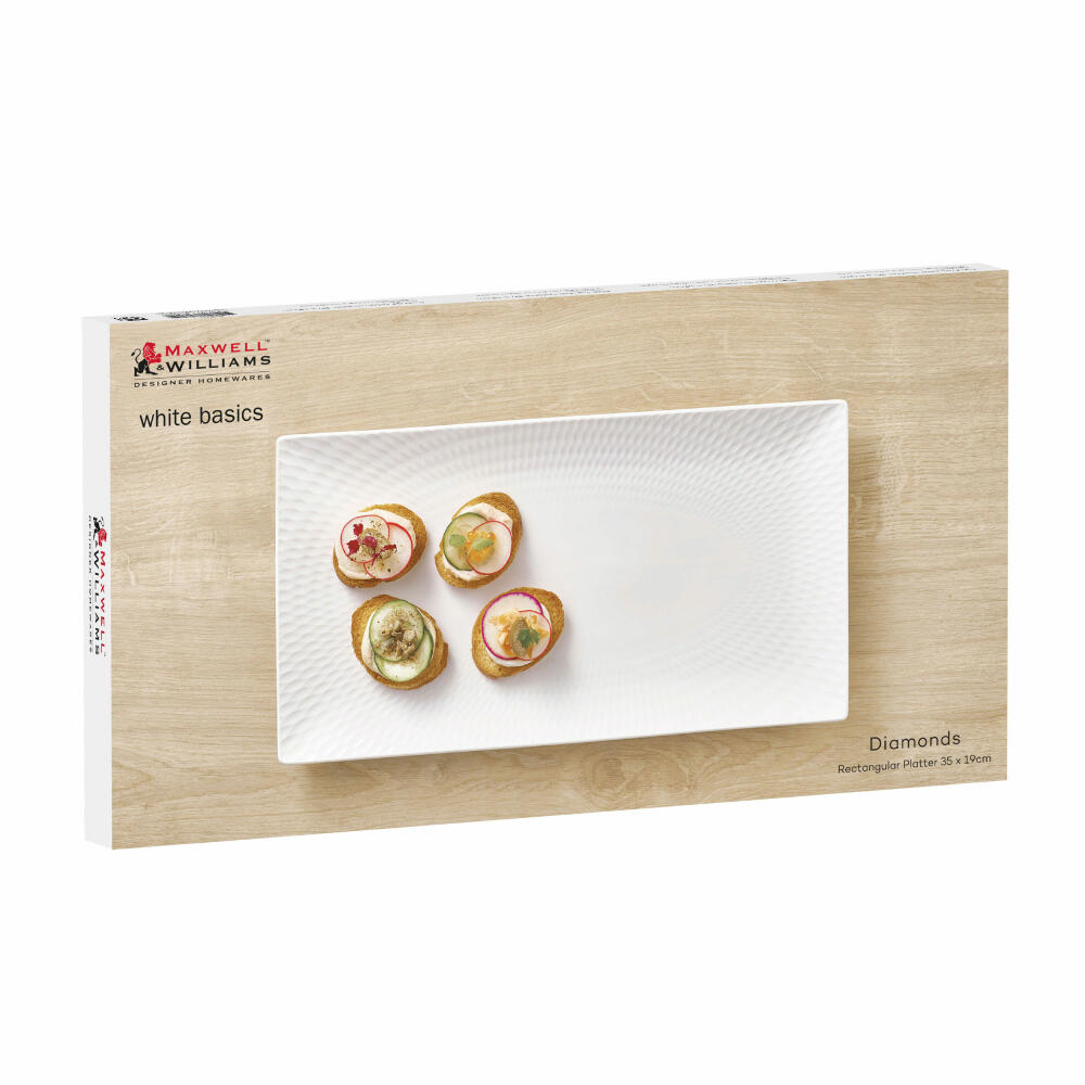 Maxwell & Williams Round Platter Diamonds, Serving Platter, Cake Plate, Porcelain, White, 35x19 cm, DV0176