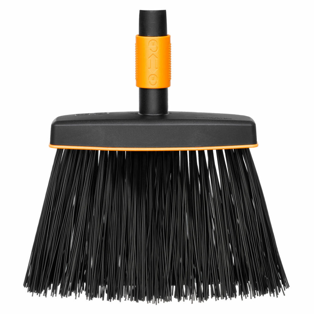 Fiskars QuikFit broom, leaf broom, household broom, tool head, garden accessory, plastic, black / orange, 29 cm, 1001415