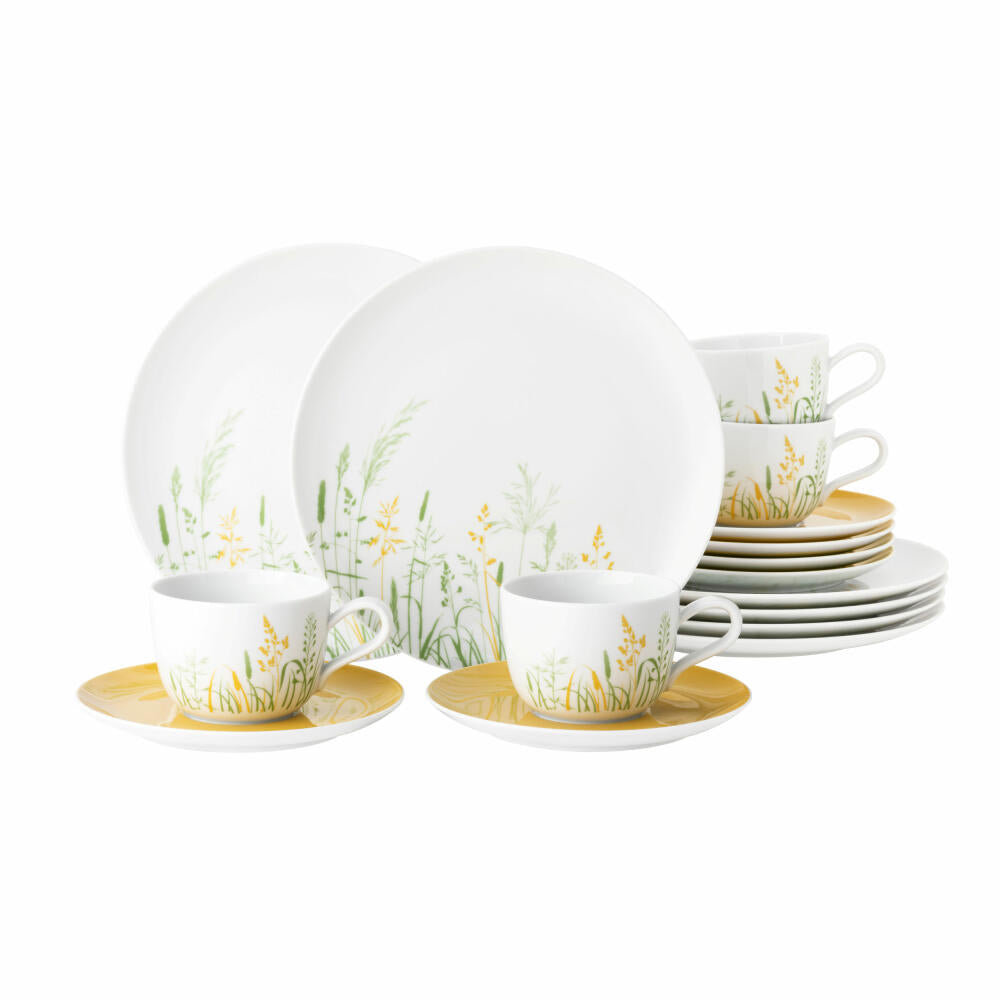 Seltmann Weiden Liberty coffee service, 18-piece, coffee service, tableware set, porcelain, Meadow Grasses Curry, 001.769722