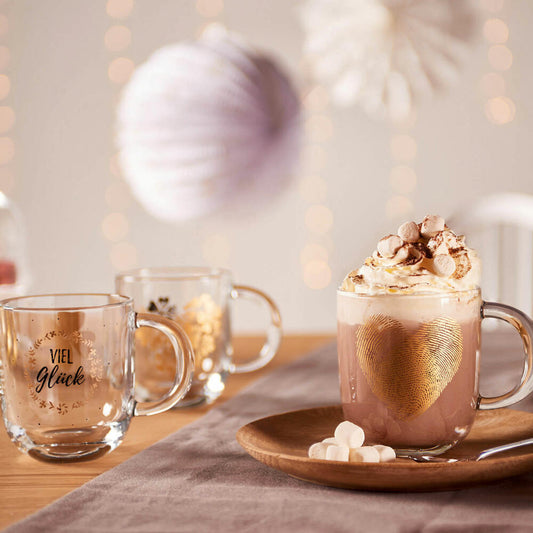 Leonardo Cup EMOZIONE Good Luck, Coffee Cup, Mug, Handle Glass, Glass, Multi-Coloured, 300 ml, 046452