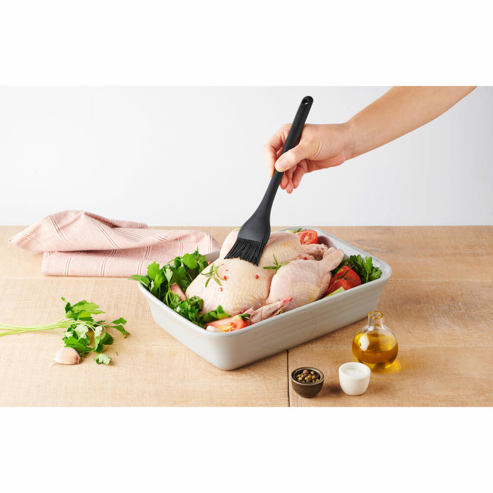 Mastrad Küchenpinsel, Marinierpinsel, Backpinsel, Silikon, Schwarz, 28 cm, F12700