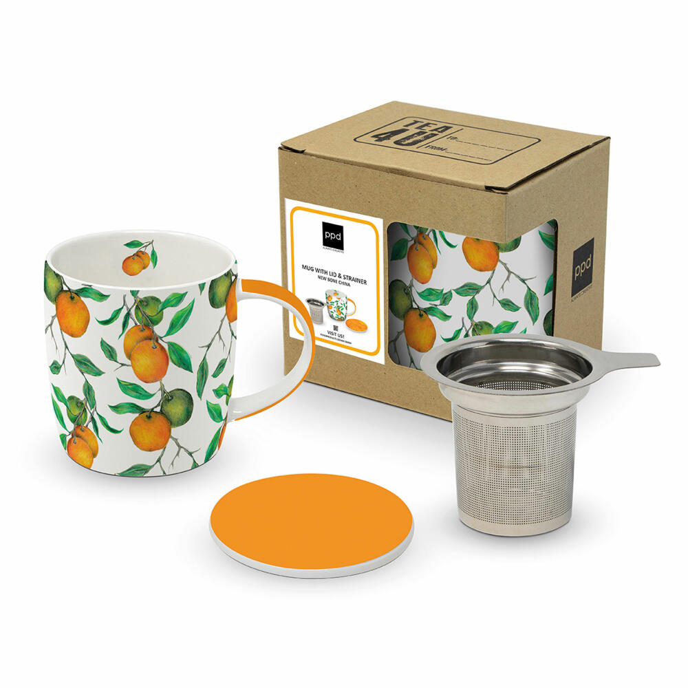 PPD Beautiful Oranges T-Mug, 3-piece, with strainer and lid, tea cup, tea cup, 350 ml, 604179