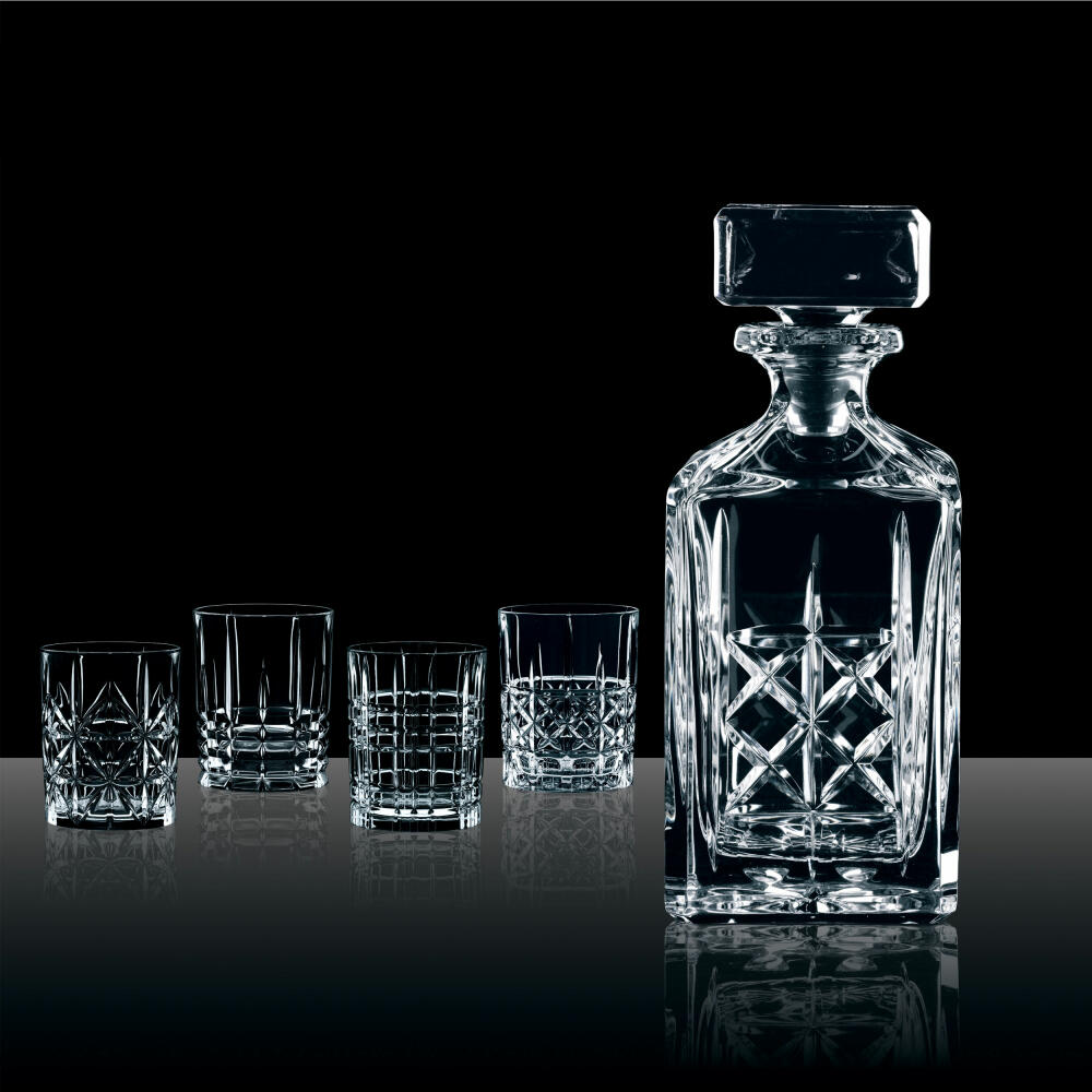 Nachtmann Highland Whiskyset, 5-tlg., Tumbler, Whiskyglas, Dekanter, Karaffe, Glaskaraffe, Kristallglas, 0098196-0