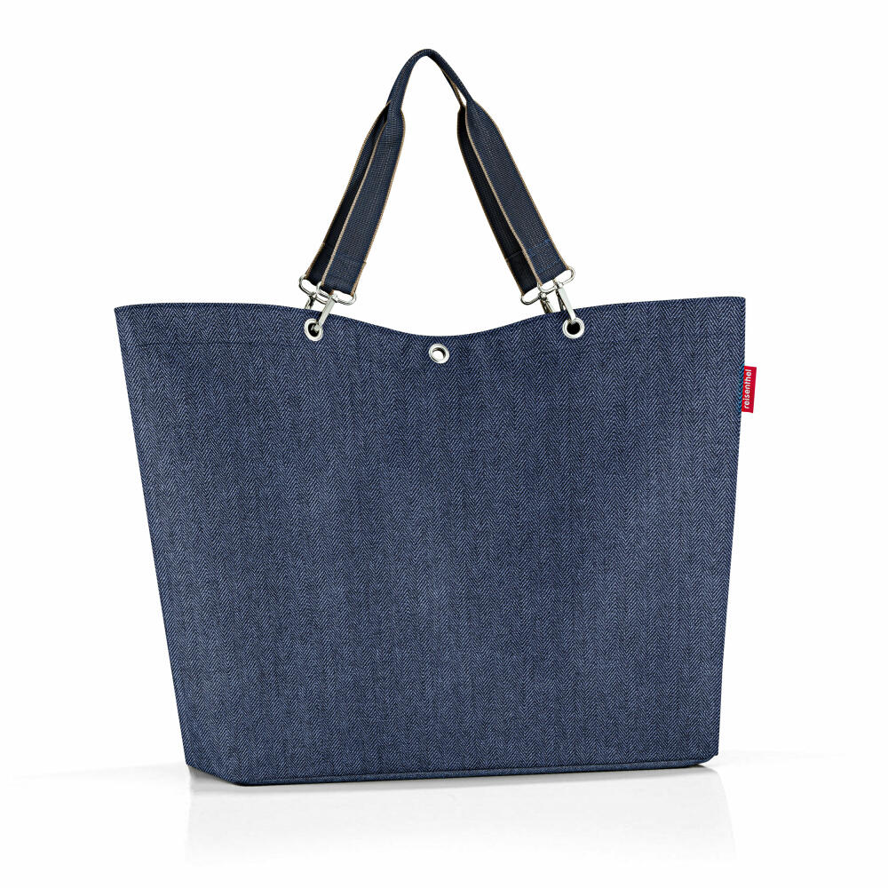 reisenthel shopper XL, shopping bag, carrying bag, Herringbone Dark Blue, 35 L, ZU4113