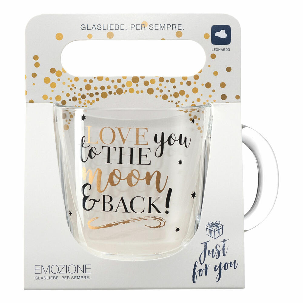 Leonardo cup EMOZIONE Love you to..., coffee cup, mug, handle glass, glass, multicolored, 300 ml, 046450