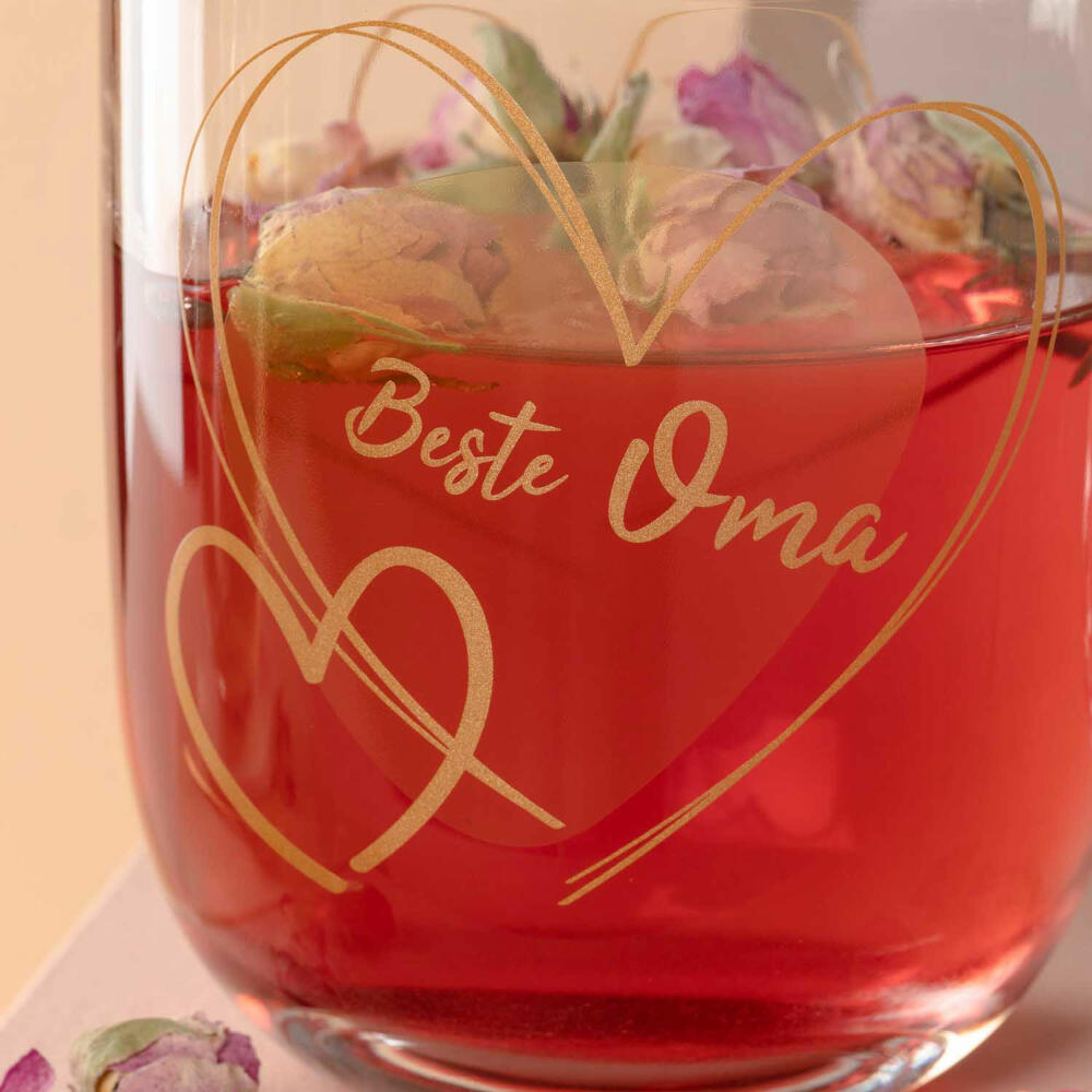 Leonardo Mug Emozione Best Grandma, Mug with Handle, Soda-Lime Glass, Yellow, 400 ml, 033226