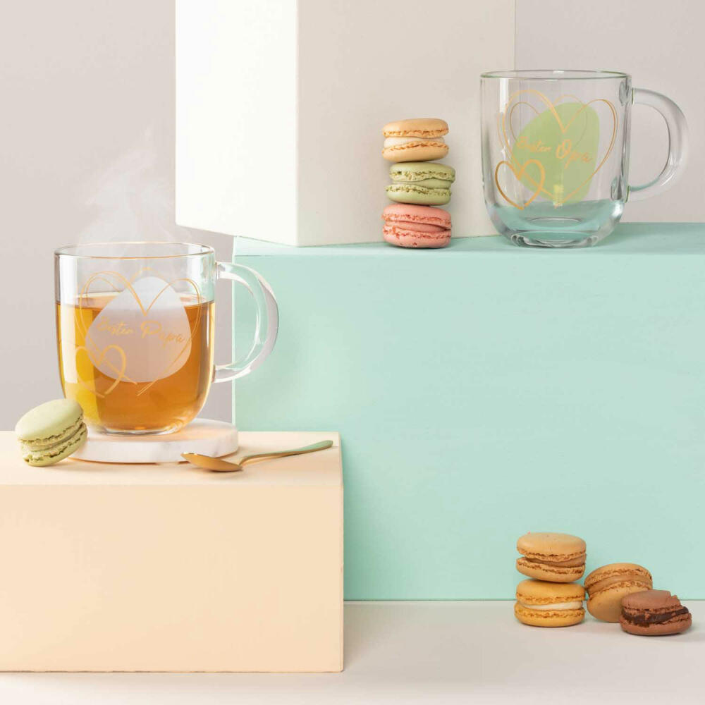 Leonardo Mug Emozione Best Grandpa, Mug with Handle, Soda-Lime Glass, Green, 400 ml, 033227