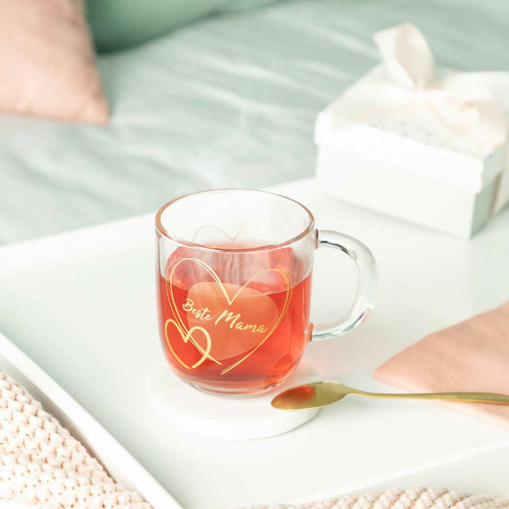 Leonardo Mug Emozione Best Mom, Mug with Handle, Soda-Lime Glass, Apricot, 400 ml, 033228