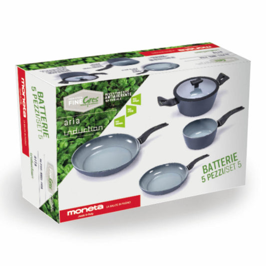 Moneta Aria cooking set, 5-piece, cooking pot, frying pan, pot, pan, saucepan, lid, aluminum, 0014126573
