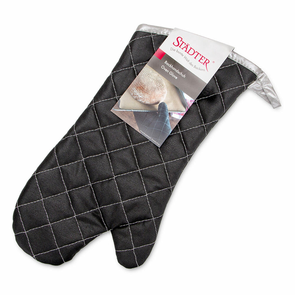 Städter Backhandschuh, Ofenhandschuh, Topfhandschuh, Küchenhandschuh, Baumwolle, Schwarz, 41 x 21 cm, 890213
