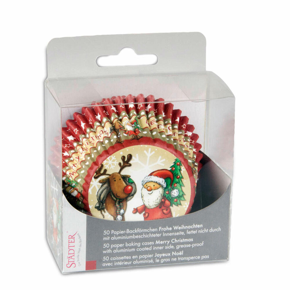 Städter Paper Baking Cups Merry Christmas, 50 pieces, paper cups, baking pan, muffin cups, paper, 336407