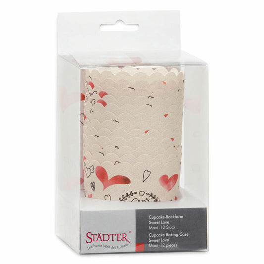 Städter cupcake baking pan Sweet Love Maxi, 12 pieces, paper cups, baking cups, paper baking cups, paper, 337459