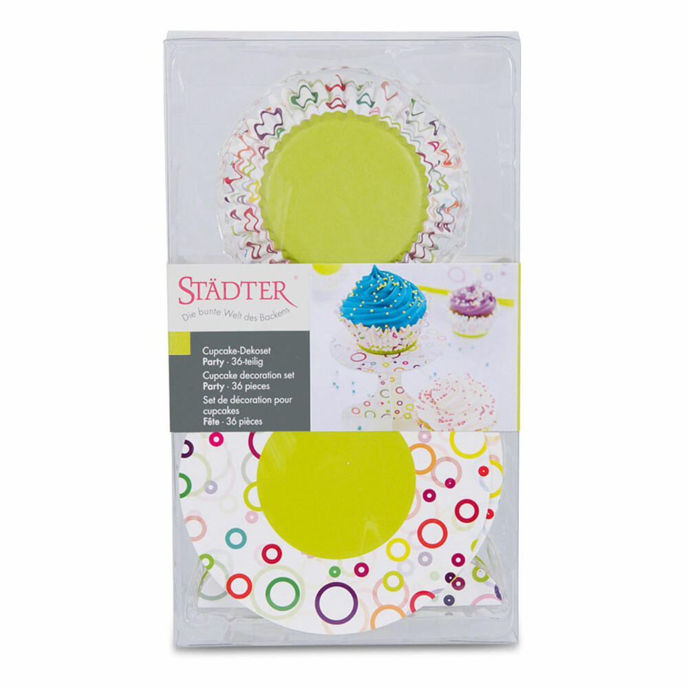Städter Cupcake Decoration Party, 36 pcs., Mini Etagere, Baking Cups, Birthday, Party, Paper, 336179
