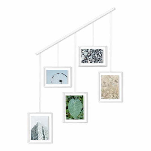 Umbra Bilderrahmen Exhibit, Foto Collage, Bilderrahmen Set, 5 Photos, Glas, Edelstahl, Weiß, 1013426-660