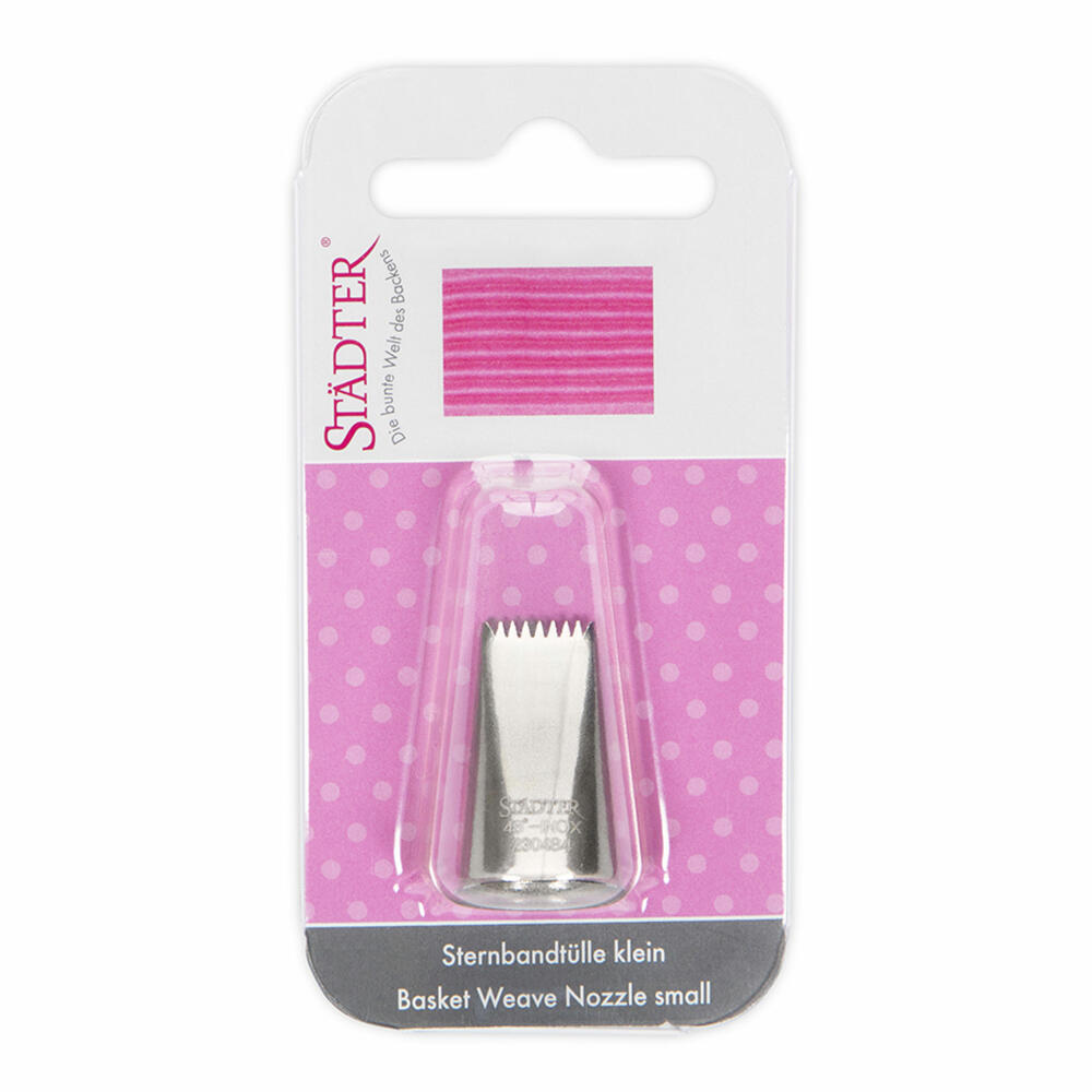 Städter Fine Line star ribbon nozzle basket weave nozzle #48 small, piping nozzle, decorating nozzle, baking accessories, stainless steel, 10 mm, 230484