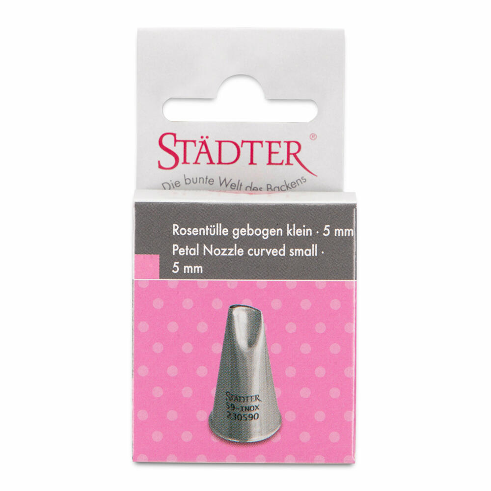 Städter Fine Line Rose Nozzle Curved #59 Small, Piping Nozzle, Decorating Nozzle, Baking Accessories, Stainless Steel, 5 mm, 230590