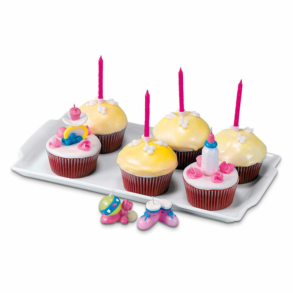 Städter Kerzen Geburtstag, 10 Stück, mit Halter, Geburtstagskerzen, Kuchenkerzen, Kuchen, Kerze, Rosa, 7.5 cm, 910157